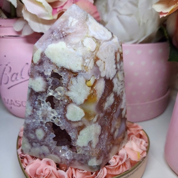 Huge High Quality Pink Amethyst Sakura Flower Agate Tower - Picture 2 of 16